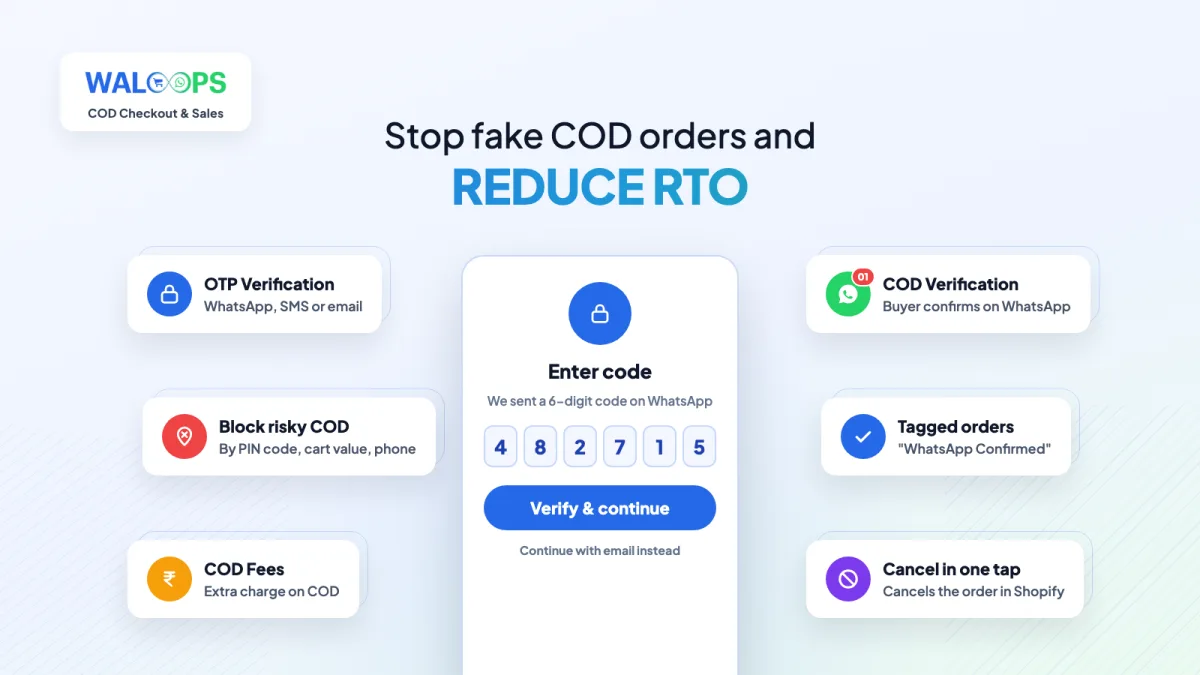 WhatsApp OTP, COD rules and COD verification in the WALoops Shopify app