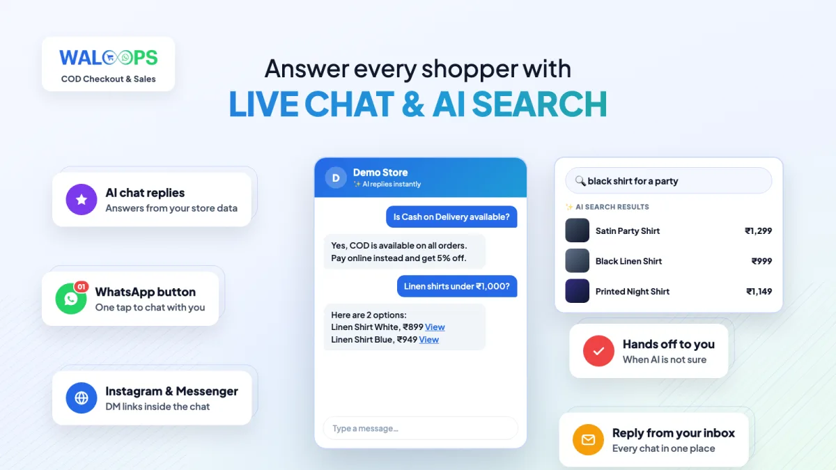 AI search and live chat on a Shopify store